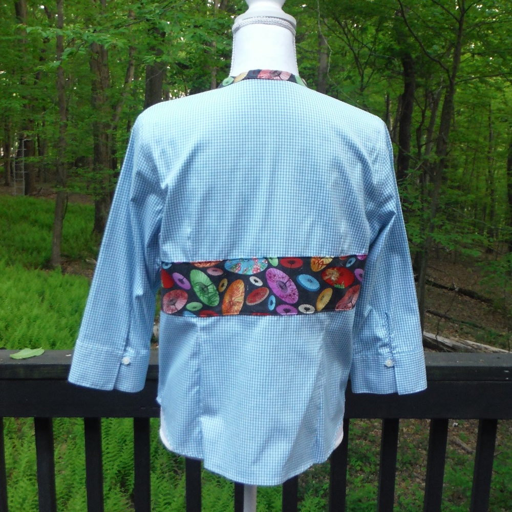 Unique Umbrellas Teal Top w Band Collar